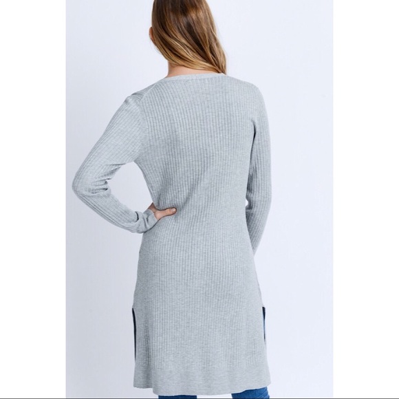 Long-Line Ribbed Cardigan - Picture 7 of 8